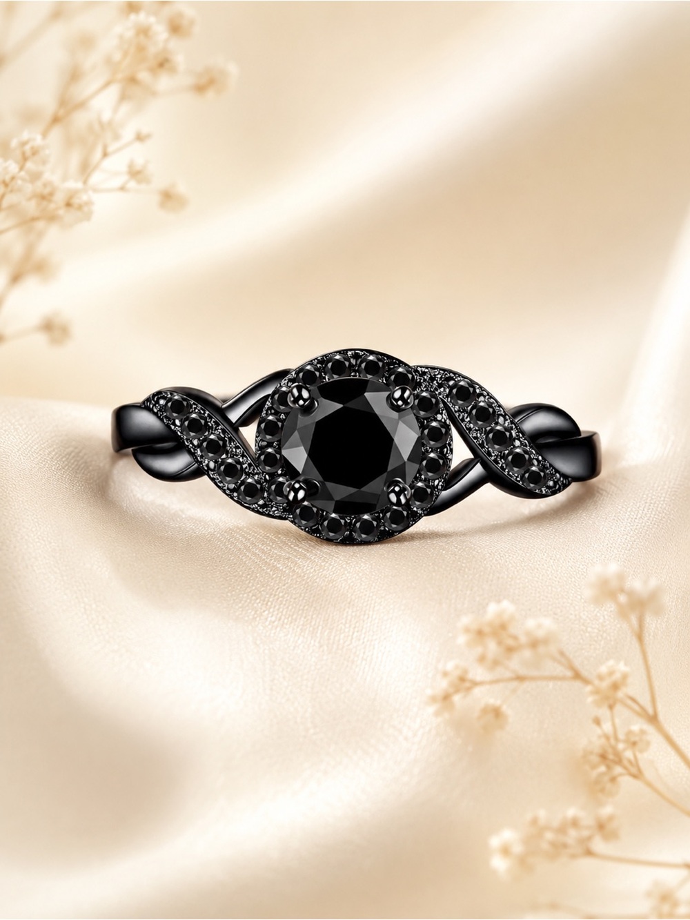 Gothic Core Black Cubic Zirconia Ring | Dark Glam | Statement Ring